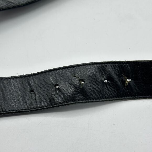 YVES SAINT LAURENT Silver Bubble Letter Logo Belt Leather Black Sz 100/40 $620 - Picture 6 of 8